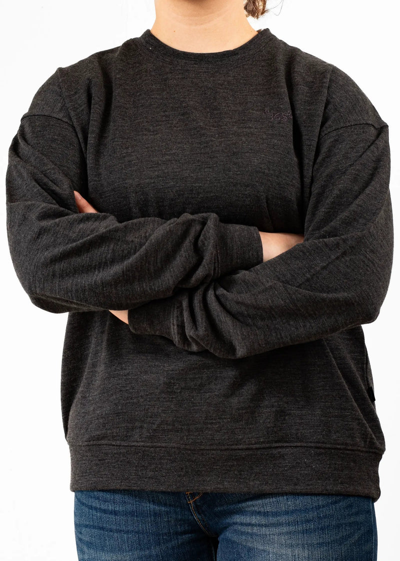 Women's Crew Sweatshirt - 100% Merino Wool, Slate Grey (SECOND) by Merino 365 NZ