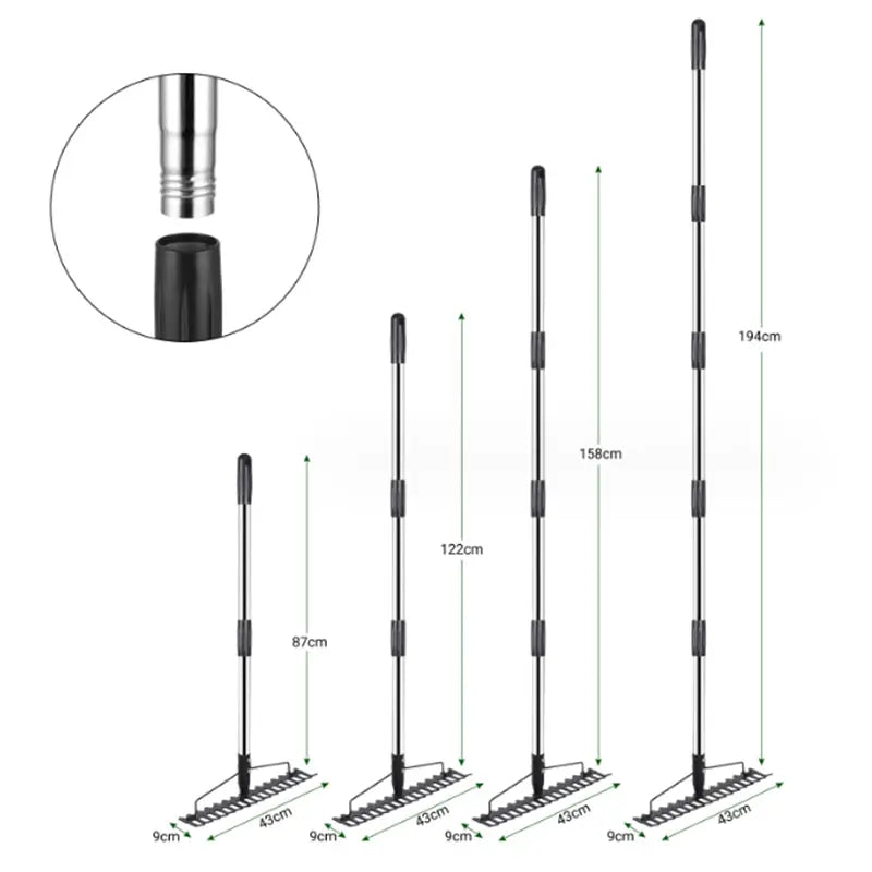 g8buynz g8buynz Multifunctional grass rake 17 Steel Tines Metal Head with Stainless Steel Handle Multifunctional grass rake 17 Steel Tines Metal Head with Stainless Steel Handle