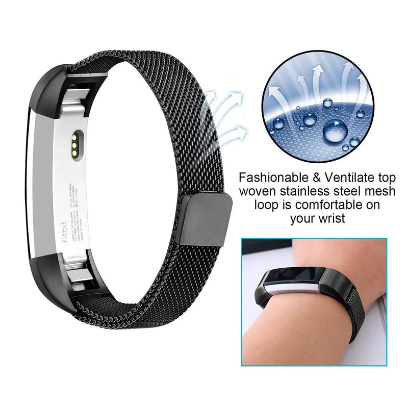Black Replacement Straps Bands Compatible For Fitbit Alta and Alta HR, Milanese Strap Wristbands by salelink.co.nz