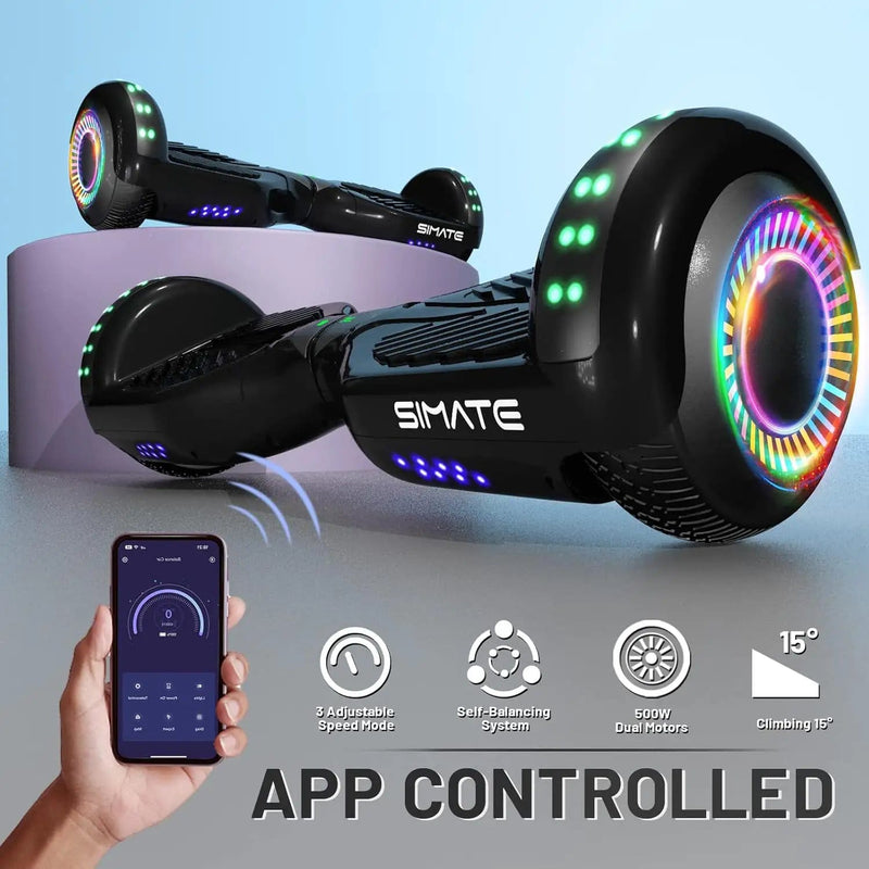 Kiwi eRide Kiwi Hoverboard Simate P6 Hoverboard Black Simate P6 Hoverboard Black