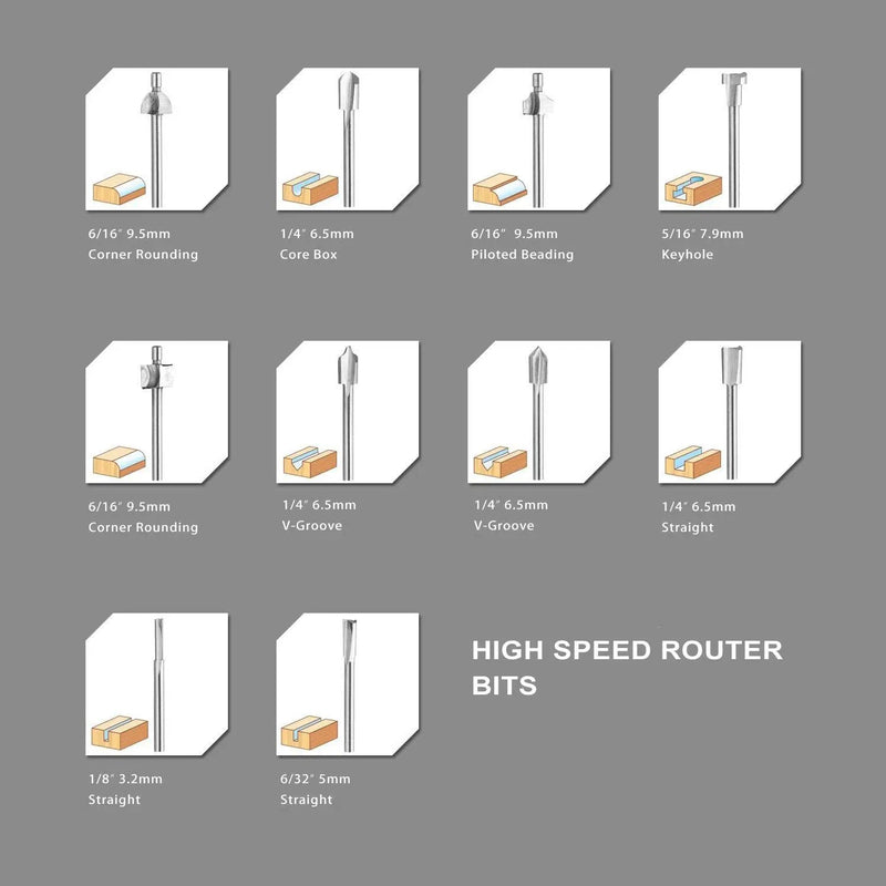 10pcs HSS Router Bits + 10pcs Rotary Bits by salelink.co.nz