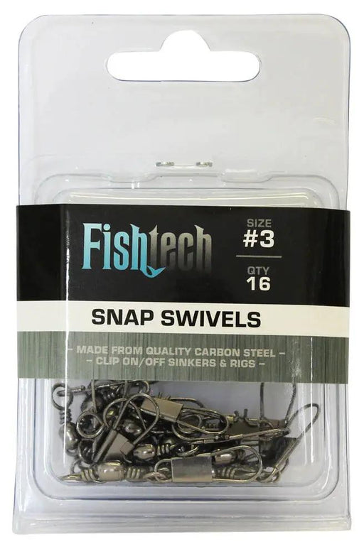 Fishtech Snap Swivels #3 (16 per pack) by NZ Diver