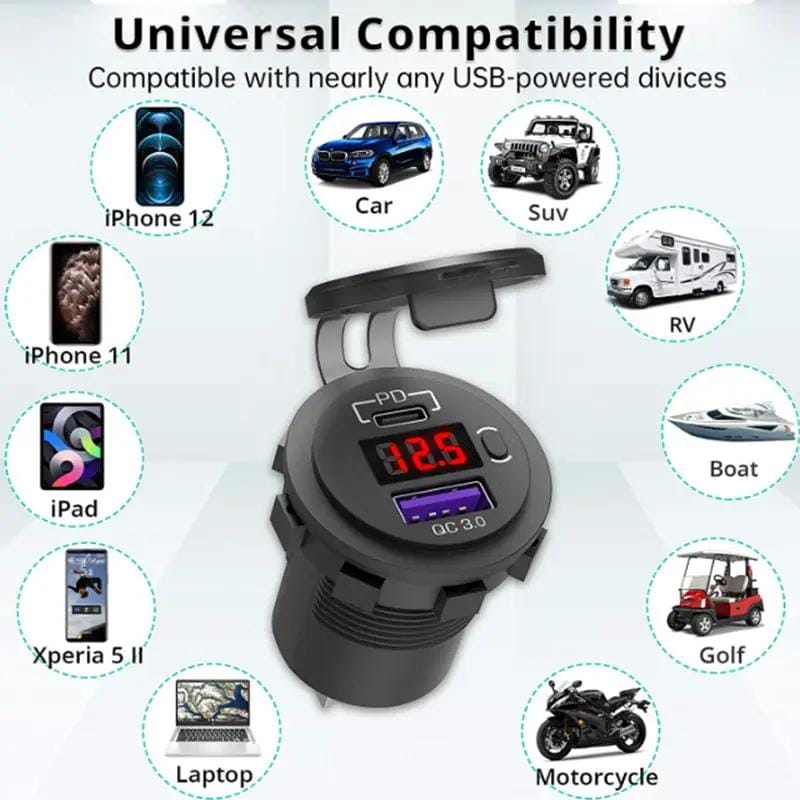 g8buynz g8buynz 12V USB C Car Charger Socket Dual PD & QC 3.0 Ports Car Adapter with 60cm Wire Blue 12V USB C Car Charger Socket Dual PD & QC 3.0 Ports Car Adapter with 60cm Wire Blue