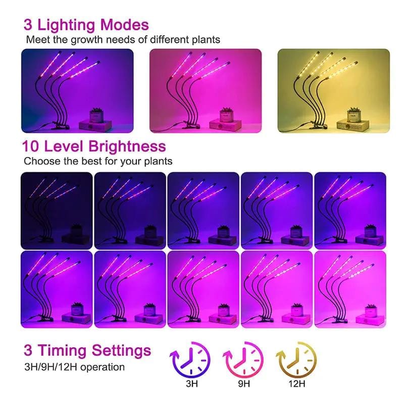 g8buynz g8buynz Grow Lights for Indoor Plants, Full Spectrum Led Plant Light with Timer Clip on Grow Lights for Indoor Plants, Full Spectrum Led Plant Light with Timer Clip on