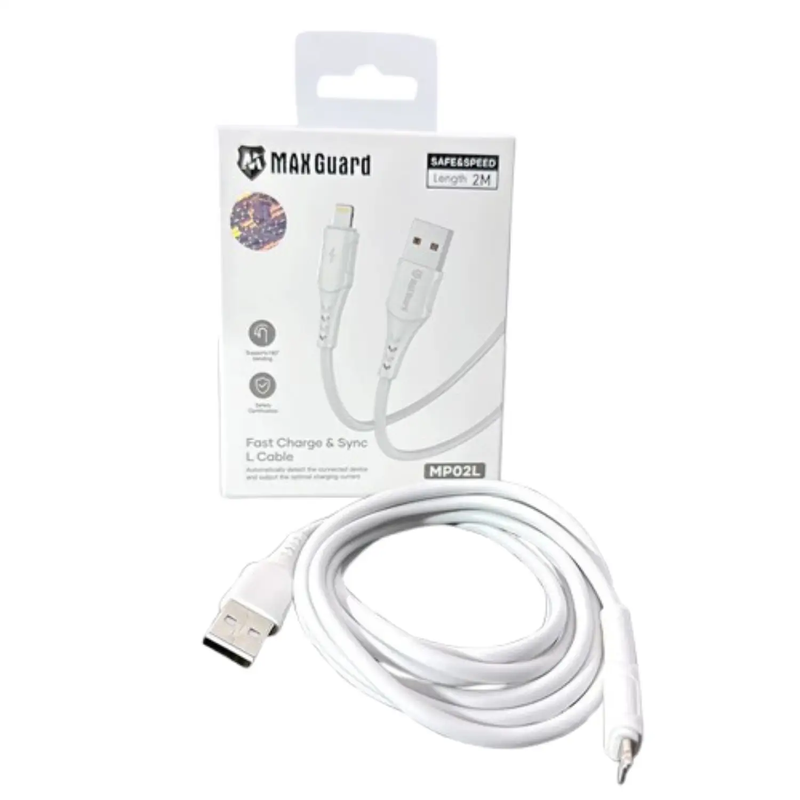 Maxguard 2m USB-A to Lightning Cable MP02L by 9eight5