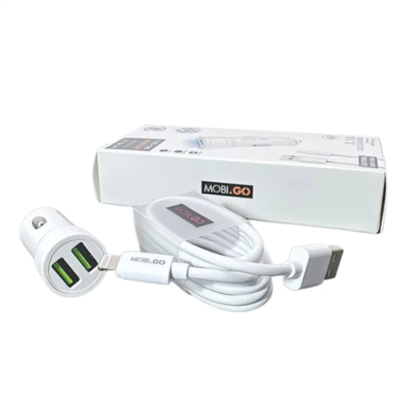 Mobigo Dual USB Car Charger With Lightning Cable GO221L by 9eight5