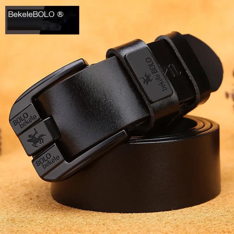BekeleBOLO Genuine Cowhide Leather Belt — Split-Bar Alloy Buckle | Men's by Mead's Supply & Equipment Outfitters limited