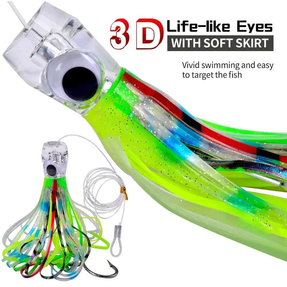 China China 17CM/70G 23CM/96G 2 Kinds of Professional Ocean Squid Boat Fishing Lures with Wire Bait and Squid Soft Lure for Trolling tuna