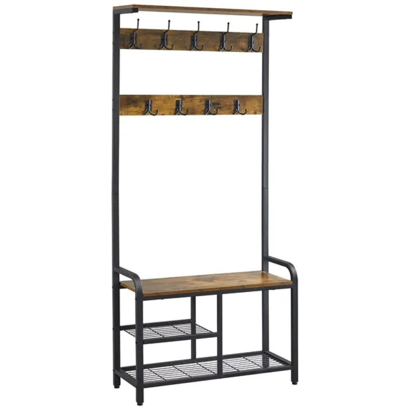 72” H Multifunctional Hall Tree with Bench &amp; Shoe Storage by Yaheetech