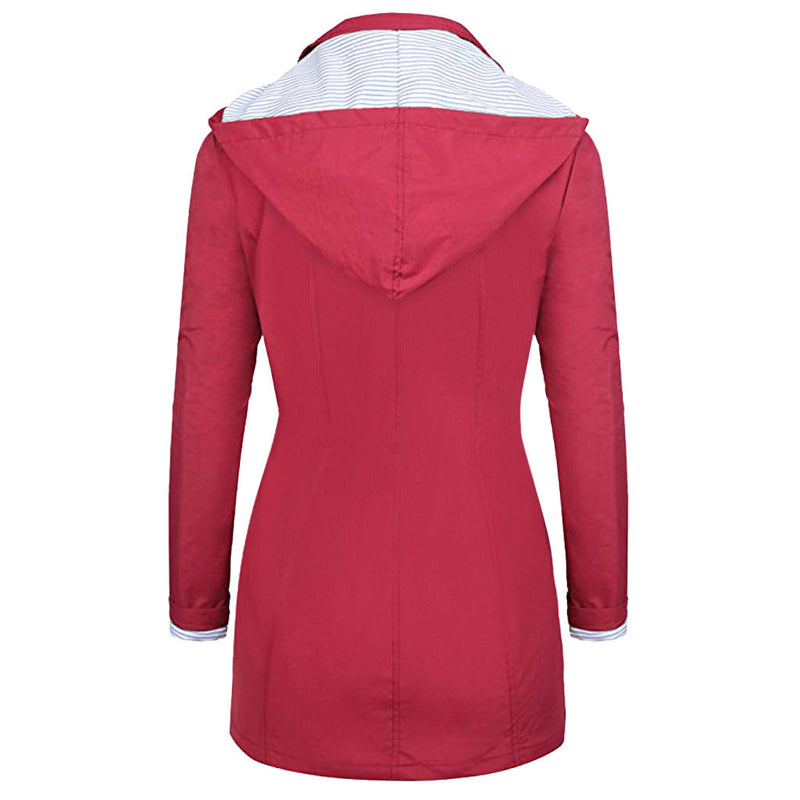 Womens Lightweight Waterproof Rain Jacket With Packable Hooded Shell