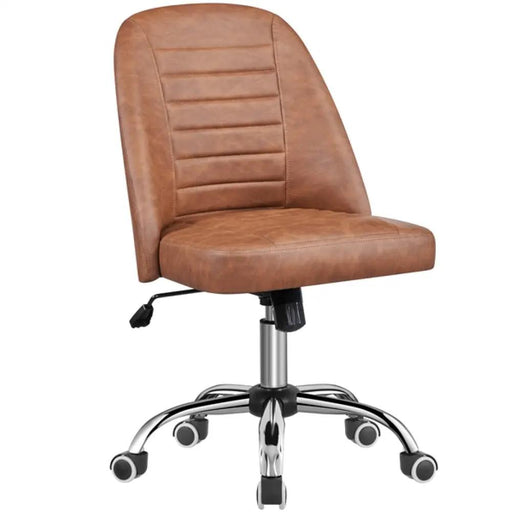 Faux Leather Mid Back Home Office Desk Chair by Yaheetech