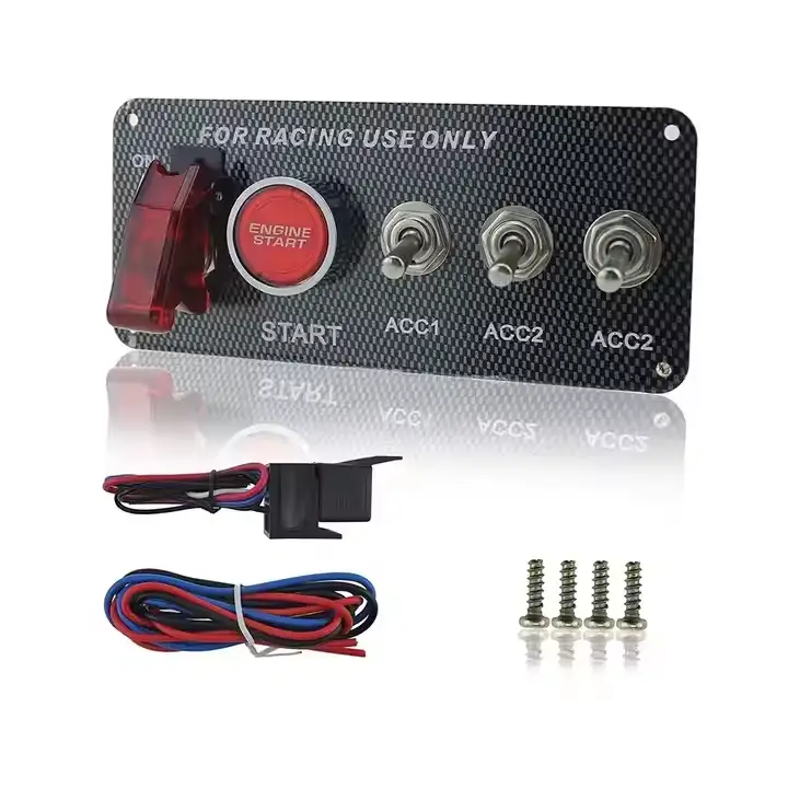 5in1 12V Car Engine Start Push Button Ignition Carbon Fiber Panel Toggle Switch by salelink.co.nz