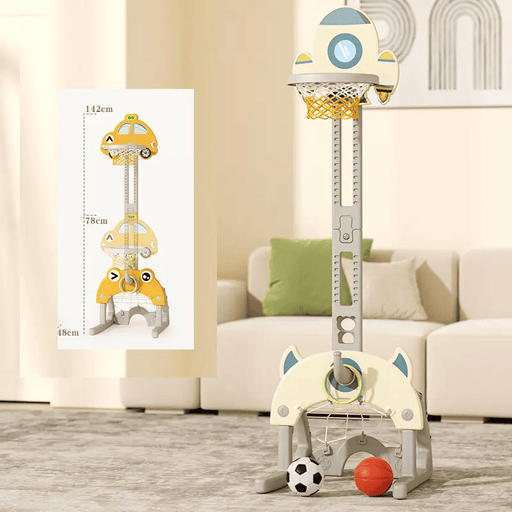 142CM Kids Basketball Hoop Stand Height Adjustable Water Base - White by dealonline.co.nz