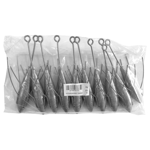 Breakaway Sinker Bulk Pack 6oz (10 per pack) by NZ Diver