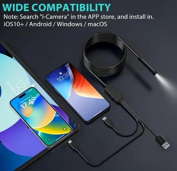 g8buynz 5.5mm 3 in 1 Endoscope Camera with Light for iPhone, Ipad, Android and Windows 5.5mm 3 in 1 Endoscope Camera with Light for iPhone, Ipad, Android and Windows