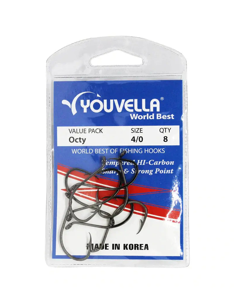 Youvella Octy Hooks 4/0 (8 per pack) by NZ Diver