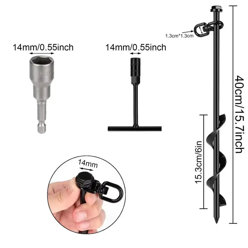Screw-In Ground Anchors with Swing Adapter & Cross Handle (Pack of 4) by Habicare