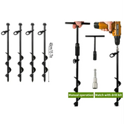 Screw-In Ground Anchors with Swing Adapter & Cross Handle (Pack of 4) by Habicare