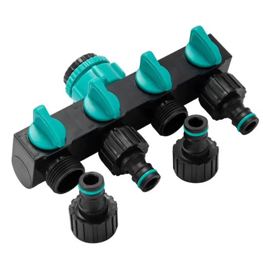 4-Way Garden Water Splitter with European Standard Threads by Habicare