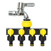 4-Way Garden Water Splitter with European Standard Threads by Habicare