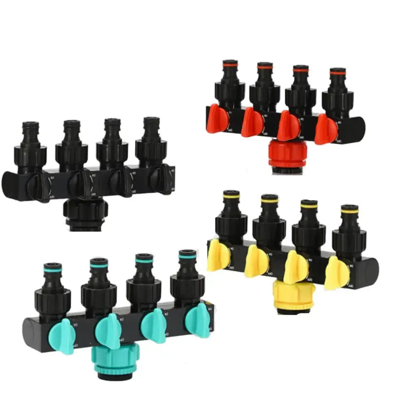 4-Way Garden Water Splitter with European Standard Threads by Habicare