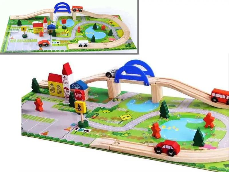 40pc Wooden Rail Overpass Set by dealonline.co.nz