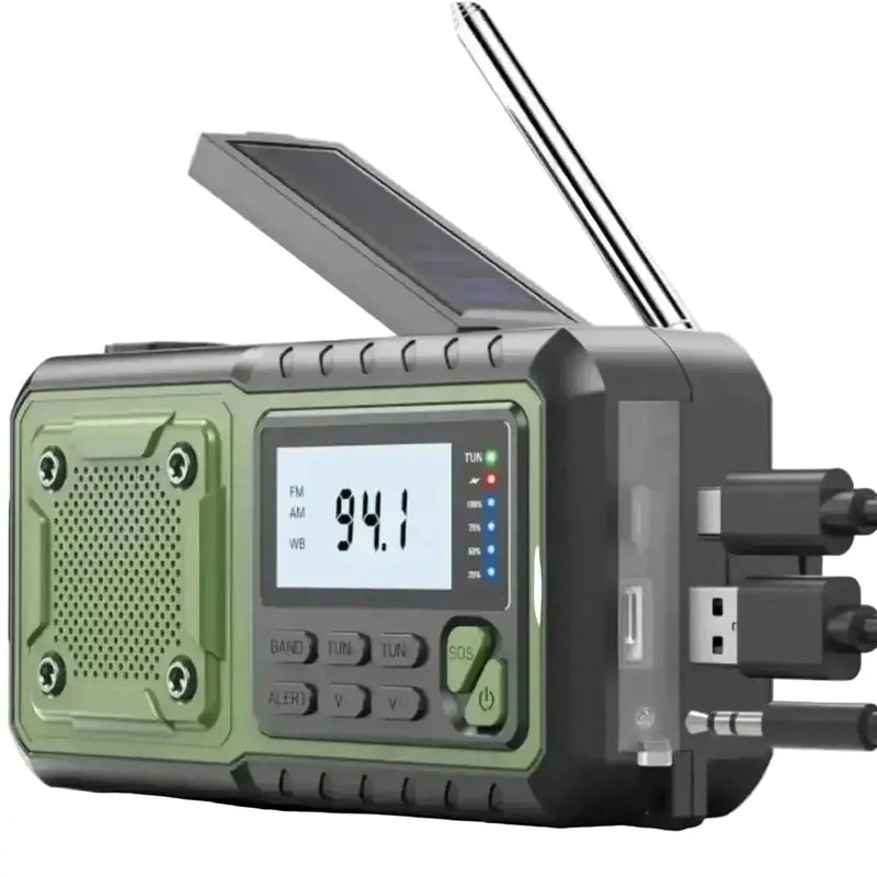 4000mAh Emergency Solar Radio with Hand Crank, Flashlight & Phone Charger by Habicare