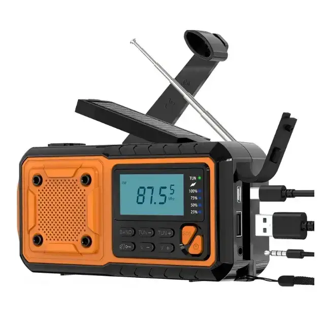 4000mAh Emergency Solar Radio with Hand Crank, Flashlight & Phone Charger by Habicare