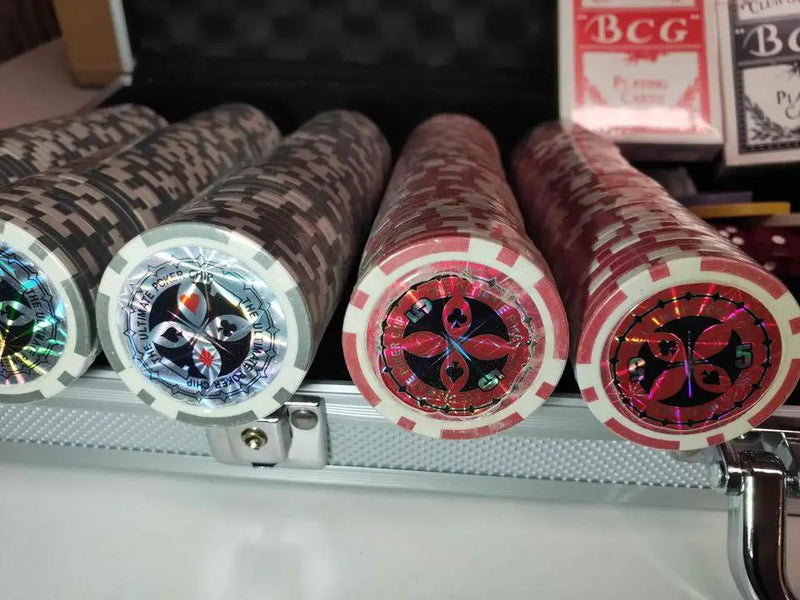 500pcs Clay Poker Chips & Sets High Quality Laser Chips Aluminium Case by dealonline.co.nz