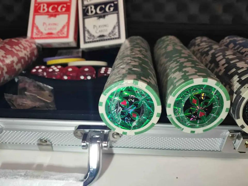 500pcs Clay Poker Chips & Sets High Quality Laser Chips Aluminium Case by dealonline.co.nz