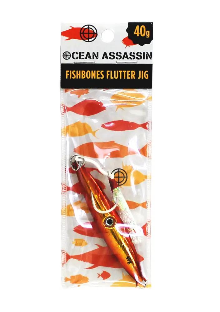 Ocean Assassin Fishbones Flutter Jig - Orange by NZ Diver