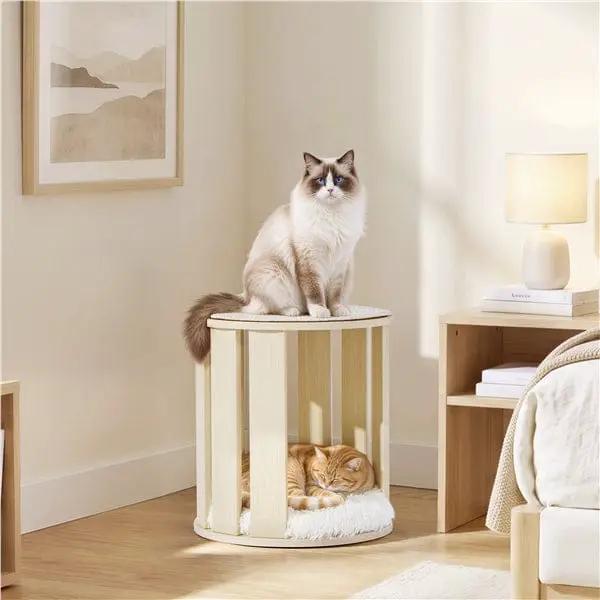 Yaheetech Yaheetech Two Level Cat House With Plush Cushion And Sisal Mat Wood Style Yaheetech Two Level Cat House With Plush Cushion