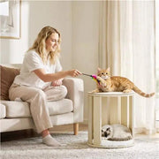 Yaheetech Yaheetech Two Level Cat House With Plush Cushion And Sisal Mat Wood Style Yaheetech Two Level Cat House With Plush Cushion