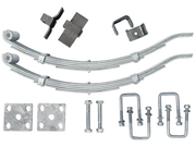 Multi Leaf Spring Kit components including springs, hangers, bolts, slippers, plates, and U-bolts.