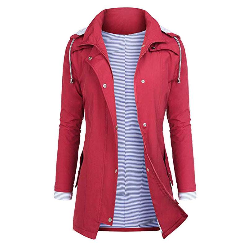 Womens Lightweight Waterproof Rain Jacket With Packable Hooded Shell
