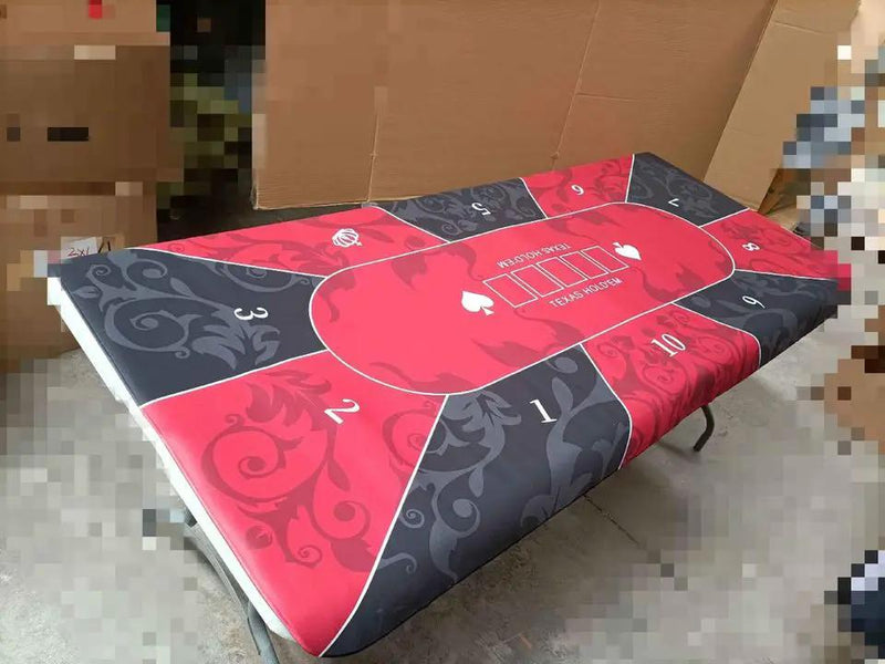 Poker Table Mat 10 Players Texas Hold'em Poker Mat 240cm*130cm - RED by dealonline.co.nz