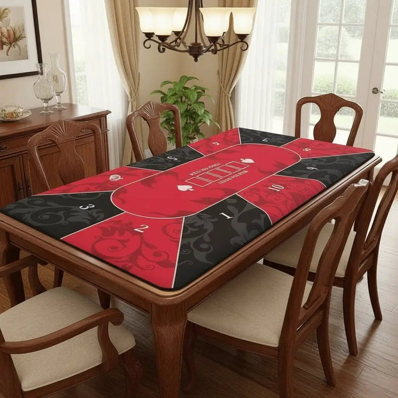 Poker Table Mat 10 Players Texas Hold'em Poker Mat 180cm *90 Anti-Slip Rubber by dealonline.co.nz