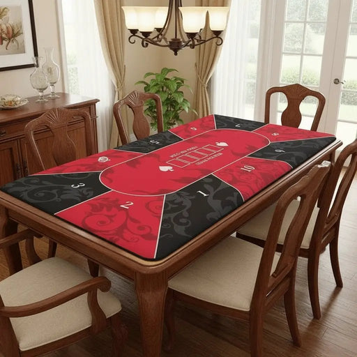 Poker Table Mat 10 Players Texas Hold'em Poker Mat 180cm *90 Anti-Slip Rubber by dealonline.co.nz