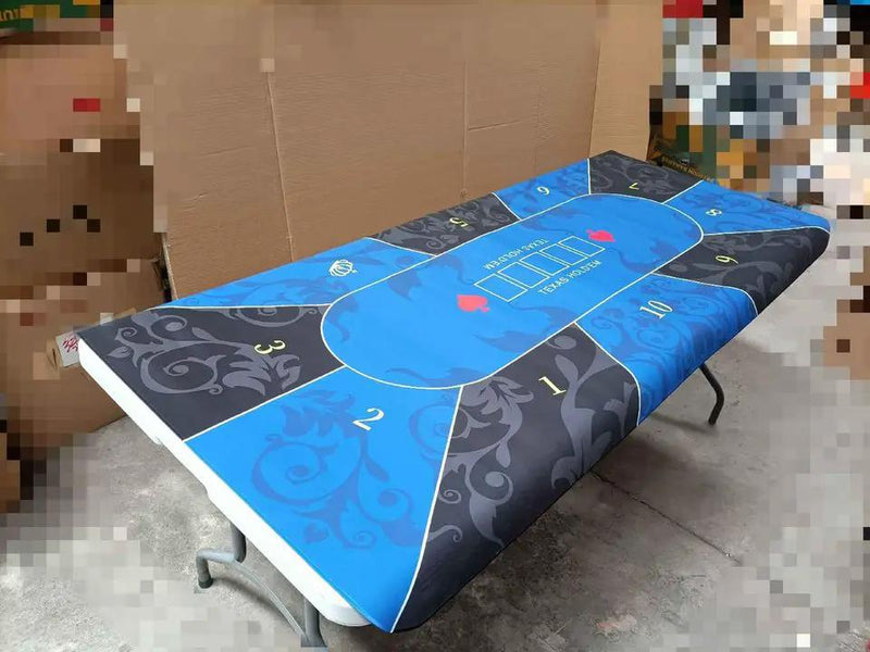 Poker Table Mat 10 Players Texas Hold'em Poker Mat 240cm*130cm Anti-Slip Rubber by dealonline.co.nz