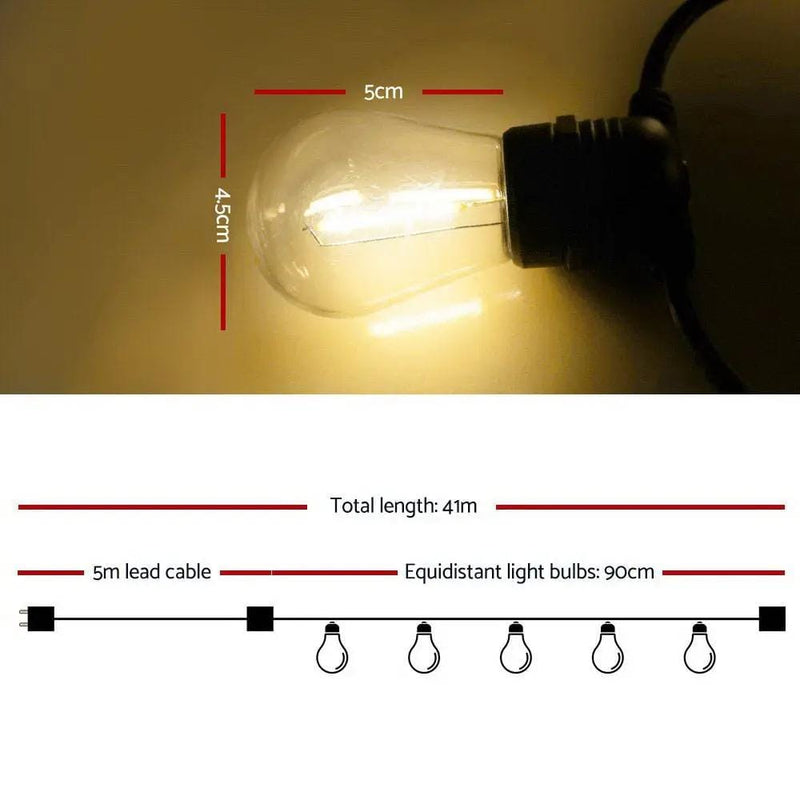 SportZone.co.nz Occasions > Christmas > Outdoor Decorations & Lights 41m LED Festoon String Lights Christmas Decorations Wedding Party Outdoor Garden 41m LED Festoon String Lights Christmas Decorations Wedding Party Outdoor Garden