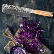 Qulajoy Nakiri Chef Knife 6.5 Inch - Professional Japanese 67 Layers Damascus VG-10 Steel - Hammered Vegetable Cutting Knife - Zebrawood Handle With Sheath - Nakiri by China Dropship