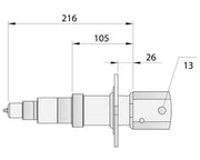 Gull Wing Axle - Multi-Hub - 3000kg - Galvanised technical drawing with measurements shown.