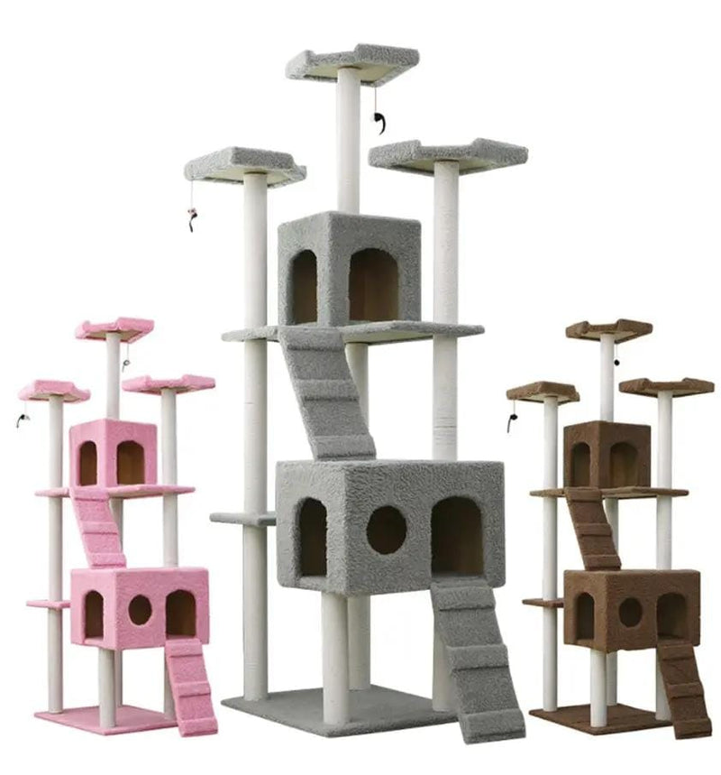 dealonline.co.nz dealonlinenz 185CM High Cat Tree House Scratching Post Multi-Level Cat Condo - Grey 185CM High Cat Tree House Scratching Post Multi-Level Cat Condo - Grey