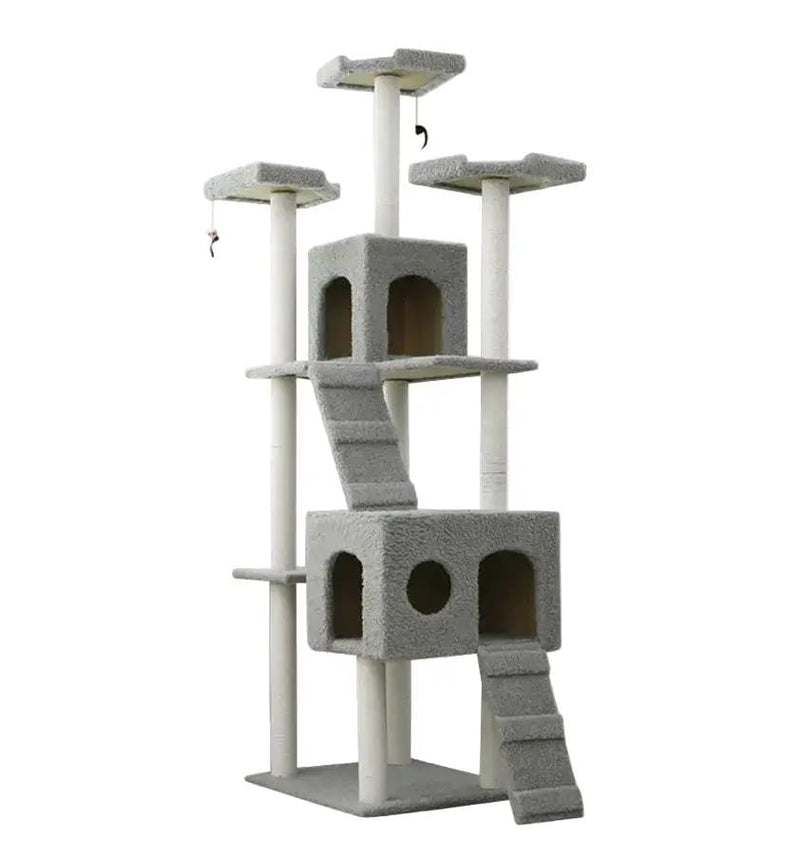 dealonline.co.nz dealonlinenz 185CM High Cat Tree House Scratching Post Multi-Level Cat Condo - Grey 185CM High Cat Tree House Scratching Post Multi-Level Cat Condo - Grey