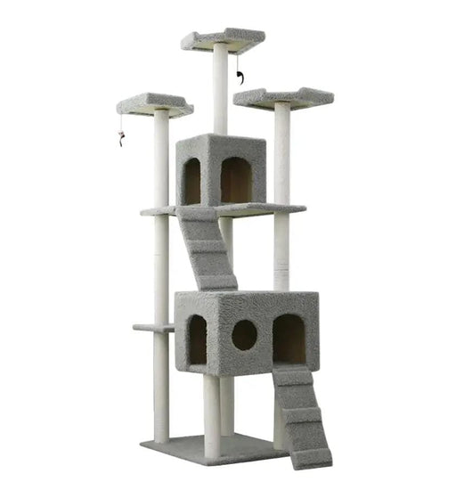 dealonline.co.nz dealonlinenz 185CM High Cat Tree House Scratching Post Multi-Level Cat Condo - Grey 185CM High Cat Tree House Scratching Post Multi-Level Cat Condo - Grey