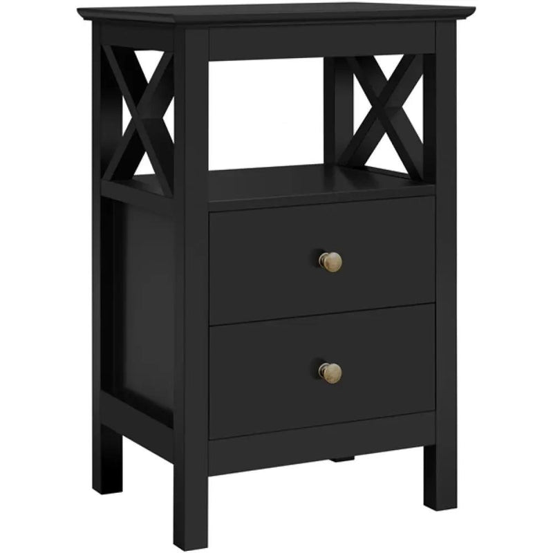 Bedside Table with 2 Drawer 1 Shelf Storage Cabinet Sofa Side Table by Yaheetech