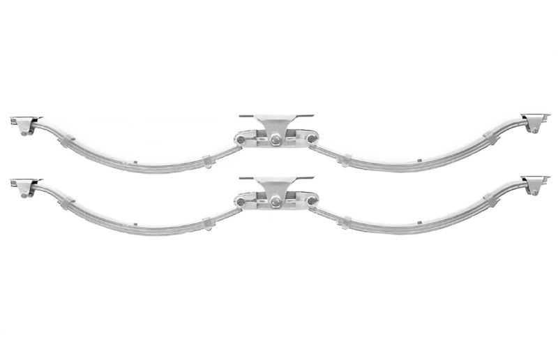Eye to Slipper - 2200kg - 45mm wide - Pair, featuring robust tandem suspension springs for trailer load distribution.