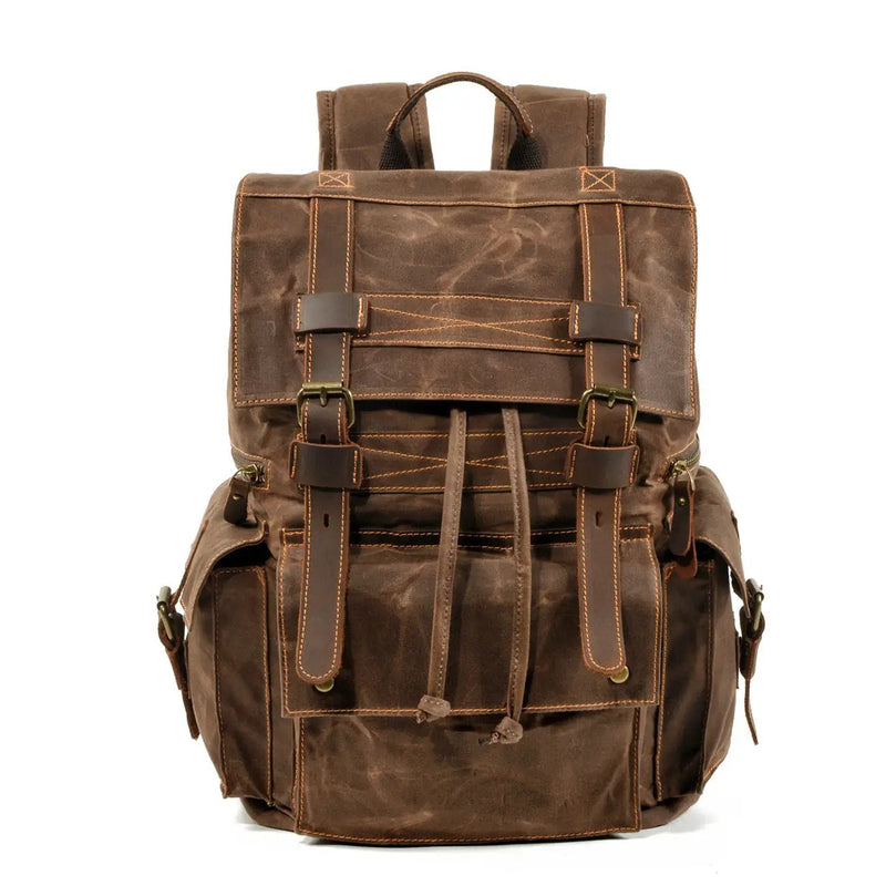 Beeswax Canvas & Leather Mountaineering Bag – Waxed Canvas Travel Rucksack | Unisex | Dark Gray, Coffee, Gray Green by Mead's Supply & Equipment Outfitters limited