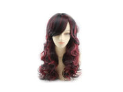 Women Long Wig Black with Red Synthetic Hair Full Wigs High Quality by dealonline.co.nz