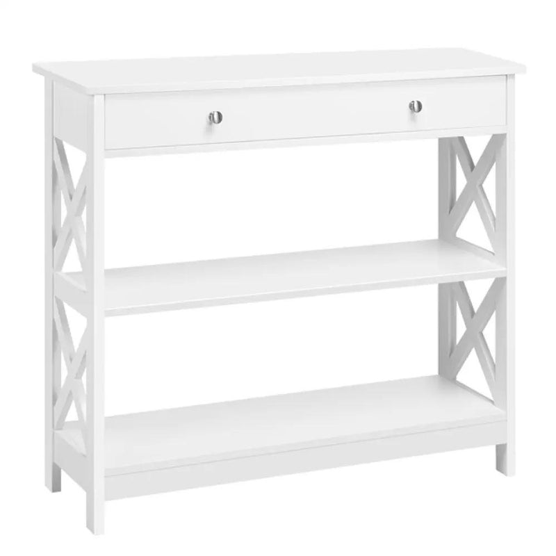 Wooden Console Table with 1 Drawer and 2 Open Shelves by Yaheetech